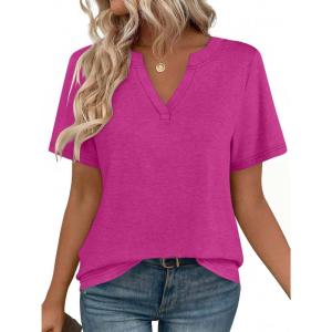 image:imageZeagoo Womens Tops Short Sleeve V Neck Tee Shirts Cute Dressy Casual Clothing Business Work BlouseBhot Pink