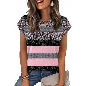 image:imageZeagoo Womens Tops Summer Casual Cap Sleeve Tshirts Shirts Business Dressy Spring Fashion Outfits Trendy ClothesPink Camo