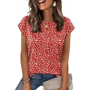 image:imageZeagoo Womens Tops Summer Casual Cap Sleeve Tshirts Shirts Business Dressy Spring Fashion Outfits Trendy ClothesRed Dots