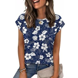 image:imageZeagoo Womens Tops Summer Casual Cap Sleeve Tshirts Shirts Business Dressy Spring Fashion Outfits Trendy ClothesTropical Palms
