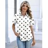 image:imageZeagoo Button Down Shirts for Women Short Sleeve Collared Tops Dressy Casual V Neck BlousesJh592 Polka Dots