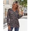 image:imageZeagoo Long Sleeve Shirts for Women Casual V Neck Fall Tops Dressy Summer Work Blouses ClothesFloral Black2