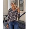 image:imageZeagoo Long Sleeve Shirts for Women Casual V Neck Fall Tops Dressy Summer Work Blouses ClothesFloral Black2