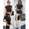 image:imageZeagoo Women Crewneck Slim Fitted Short Sleeve T Shirts Cute Stretchy Bodycon Basic Tee TopsAblack