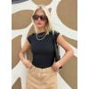 image:imageZeagoo Women Crewneck Slim Fitted Short Sleeve T Shirts Cute Stretchy Bodycon Basic Tee TopsAblack