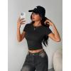 image:imageZeagoo Women Crewneck Slim Fitted Short Sleeve T Shirts Cute Stretchy Bodycon Basic Tee TopsAblack
