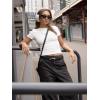 image:imageZeagoo Women Crewneck Slim Fitted Short Sleeve T Shirts Cute Stretchy Bodycon Basic Tee TopsAwhite