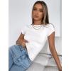 image:imageZeagoo Women Crewneck Slim Fitted Short Sleeve T Shirts Cute Stretchy Bodycon Basic Tee TopsAwhite