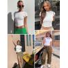 image:imageZeagoo Women Crewneck Slim Fitted Short Sleeve T Shirts Cute Stretchy Bodycon Basic Tee TopsAwhite