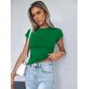 image:imageZeagoo Women Crewneck Slim Fitted Short Sleeve T Shirts Cute Stretchy Bodycon Basic Tee TopsGreen