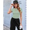image:imageZeagoo Women Crewneck Slim Fitted Short Sleeve T Shirts Cute Stretchy Bodycon Basic Tee TopsLight Green
