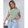 image:imageZeagoo Women Crewneck Slim Fitted Short Sleeve T Shirts Cute Stretchy Bodycon Basic Tee TopsLight Green