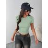 image:imageZeagoo Women Crewneck Slim Fitted Short Sleeve T Shirts Cute Stretchy Bodycon Basic Tee TopsLight Green