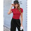 image:imageZeagoo Women Crewneck Slim Fitted Short Sleeve T Shirts Cute Stretchy Bodycon Basic Tee TopsRed