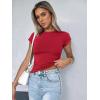 image:imageZeagoo Women Crewneck Slim Fitted Short Sleeve T Shirts Cute Stretchy Bodycon Basic Tee TopsRed