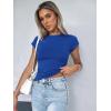 image:imageZeagoo Women Crewneck Slim Fitted Short Sleeve T Shirts Cute Stretchy Bodycon Basic Tee TopsShort Sleeve Sky Blue