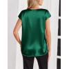 image:imageZeagoo Women Silk Satin Tops Cap Short Sleeve Blouse V Neck Shirts Business Casual Outfits S2XLGreen