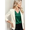 image:imageZeagoo Women Silk Satin Tops Cap Short Sleeve Blouse V Neck Shirts Business Casual Outfits S2XLGreen