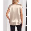 image:imageZeagoo Women Silk Satin Tops Cap Short Sleeve Blouse V Neck Shirts Business Casual Outfits S2XLLight Grey