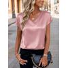 image:imageZeagoo Women Silk Satin Tops Cap Short Sleeve Blouse V Neck Shirts Business Casual Outfits S2XLPink