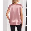 image:imageZeagoo Women Silk Satin Tops Cap Short Sleeve Blouse V Neck Shirts Business Casual Outfits S2XLPink