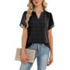 image:imageZeagoo Womens Dressy Casual Shirts Short Sleeve V Neck Work Blouse Business Casual Summer Chiffon TopsBlack Polka Dots