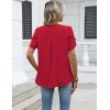 image:imageZeagoo Womens Dressy Casual Shirts Short Sleeve V Neck Work Blouse Business Casual Summer Chiffon TopsRed