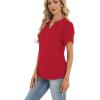 image:imageZeagoo Womens Dressy Casual Shirts Short Sleeve V Neck Work Blouse Business Casual Summer Chiffon TopsRed