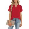 image:imageZeagoo Womens Dressy Casual Shirts Short Sleeve V Neck Work Blouse Business Casual Summer Chiffon TopsRed