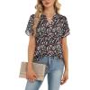 image:imageZeagoo Womens Dressy Casual Shirts Short Sleeve V Neck Work Blouse Business Casual Summer Chiffon TopsSummer Flower