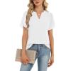 image:imageZeagoo Womens Dressy Casual Shirts Short Sleeve V Neck Work Blouse Business Casual Summer Chiffon TopsWhite