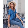 image:imageZeagoo Womens Summer Tops Casual Short Sleeve V Neck Shirts Business Dressy Work BlousesTie Dye Blue
