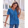 image:imageZeagoo Womens Summer Tops Casual Short Sleeve V Neck Shirts Business Dressy Work BlousesTie Dye Blue