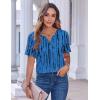 image:imageZeagoo Womens Summer Tops Casual Short Sleeve V Neck Shirts Business Dressy Work BlousesTie Dye Blue