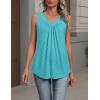 image:imageZeagoo Womens Tank Tops Summer Sleeveless Loose Fit Tops V Neck Pleated Shirts Basic Tees Dressy Casual Trendy ClothesPeacock Blue