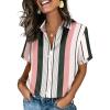 image:imageZeagoo Button Down Shirts for Women Short Sleeve Collared Tops Dressy Casual V Neck BlousesTz264