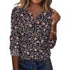 image:imageZeagoo Long Sleeve Shirts for Women Casual V Neck Fall Tops Dressy Summer Work Blouses ClothesFloral Black2