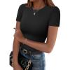 image:imageZeagoo Women Crewneck Slim Fitted Short Sleeve T Shirts Cute Stretchy Bodycon Basic Tee TopsAblack