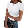 image:imageZeagoo Women Crewneck Slim Fitted Short Sleeve T Shirts Cute Stretchy Bodycon Basic Tee TopsAwhite