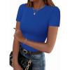 image:imageZeagoo Women Crewneck Slim Fitted Short Sleeve T Shirts Cute Stretchy Bodycon Basic Tee TopsShort Sleeve Sky Blue