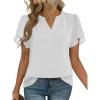 image:imageZeagoo Womens Dressy Casual Shirts Short Sleeve V Neck Work Blouse Business Casual Summer Chiffon TopsWhite