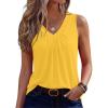 image:imageZeagoo Womens Tank Tops Summer Sleeveless Loose Fit Tops V Neck Pleated Shirts Basic Tees Dressy Casual Trendy ClothesYellow