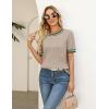 image:imageZeagoo Cable Short Sleeve Sweaters for Women Summer Spring Cute Tops 2026 Trendy Business Causal Outfits Work Blouses ClothesApricot Green Stripe