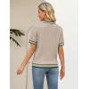 image:imageZeagoo Cable Short Sleeve Sweaters for Women Summer Spring Cute Tops 2026 Trendy Business Causal Outfits Work Blouses ClothesApricot Green Stripe