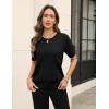 image:imageZeagoo Cable Short Sleeve Sweaters for Women Summer Spring Cute Tops 2026 Trendy Business Causal Outfits Work Blouses ClothesBlack