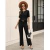 image:imageZeagoo Cable Short Sleeve Sweaters for Women Summer Spring Cute Tops 2026 Trendy Business Causal Outfits Work Blouses ClothesBlack