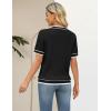 image:imageZeagoo Cable Short Sleeve Sweaters for Women Summer Spring Cute Tops 2026 Trendy Business Causal Outfits Work Blouses ClothesBlack White Stripe