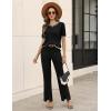 image:imageZeagoo Cable Short Sleeve Sweaters for Women Summer Spring Cute Tops 2026 Trendy Business Causal Outfits Work Blouses ClothesBlack White Stripe