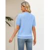 image:imageZeagoo Cable Short Sleeve Sweaters for Women Summer Spring Cute Tops 2026 Trendy Business Causal Outfits Work Blouses ClothesBlue