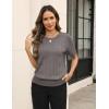 image:imageZeagoo Cable Short Sleeve Sweaters for Women Summer Spring Cute Tops 2026 Trendy Business Causal Outfits Work Blouses ClothesCoffee